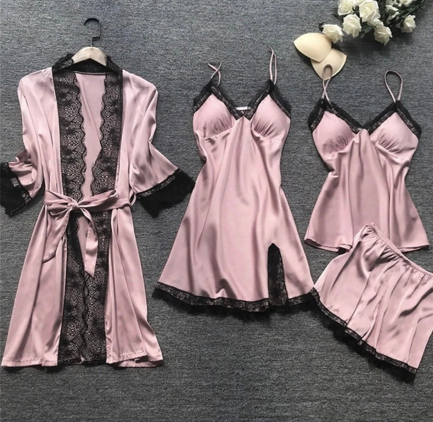 Vielseitiges Damen Luxus Nachthemd Set Aurora. Perfekte Nachtwäsche für Frühling, Sommer & entspannte Abende.