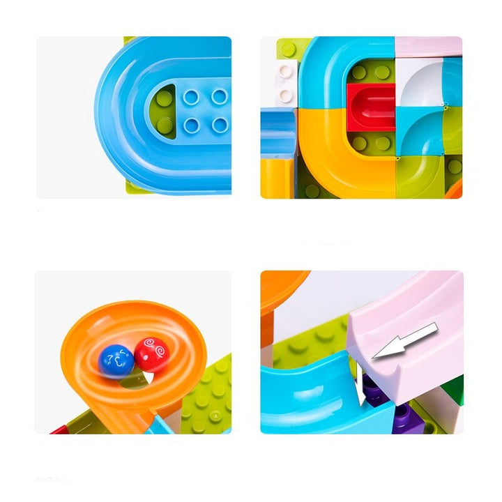 Ideales Lernspielzeug und Geschenkidee: Murmelrennbahn für Kinder zur Förderung von Feinmotorik und Logik.