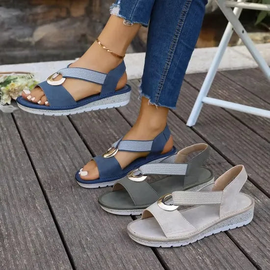 Modische Damen Luna Küstensandale von vorne, bequeme Damenschuhe für Sommer