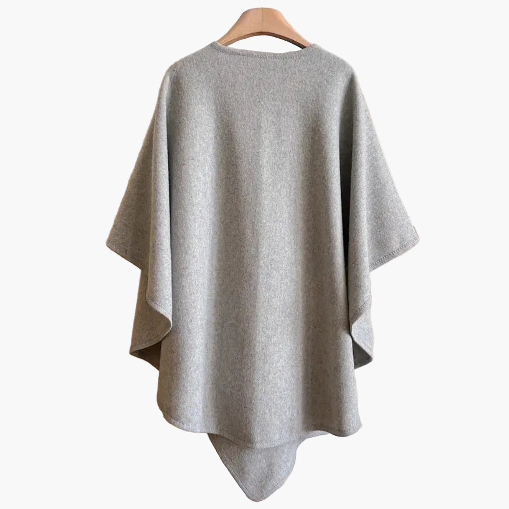 Kuscheliger Damen Wollmix Poncho-Schal, ideal als stilvolles Accessoire für Herbst & Winter.