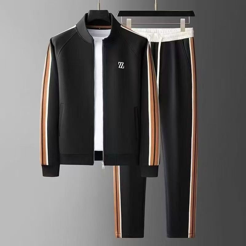 Herren Sport- & Freizeitanzug Set. Eleganter Zweiteiler mit Reißverschlussjacke & Kordelzughose für den Alltag.