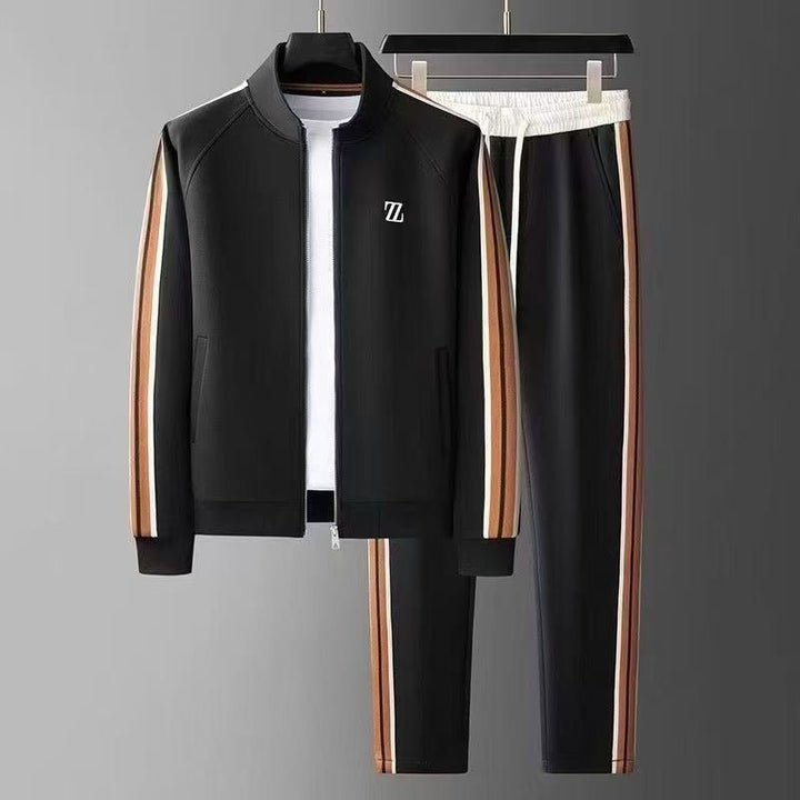 Herren Sport- & Freizeitanzug Set. Eleganter Zweiteiler mit Reißverschlussjacke & Kordelzughose für den Alltag.