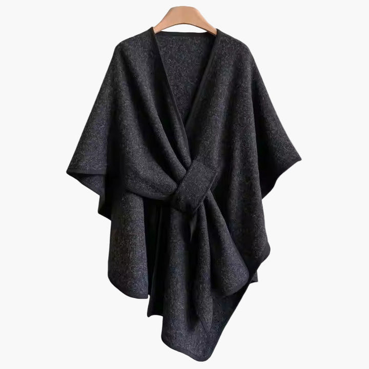 Eleganter Damen Schal, tragbar als Poncho, aus weichem Wollmix für Herbst & Winter.