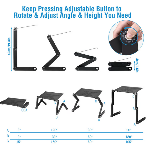 Robuster FlexStand Laptopständer, 360° drehbar, flexibel anpassbar, für eine ergonomische und produktive Arbeitsumgebung.