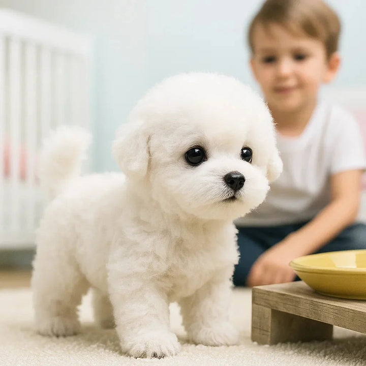 Interaktiver Plüschhund, realistisches Kuscheltier für Kinder. Bellt, bewegt sich. Sicherer & sanfter Spielzeug Welpe.