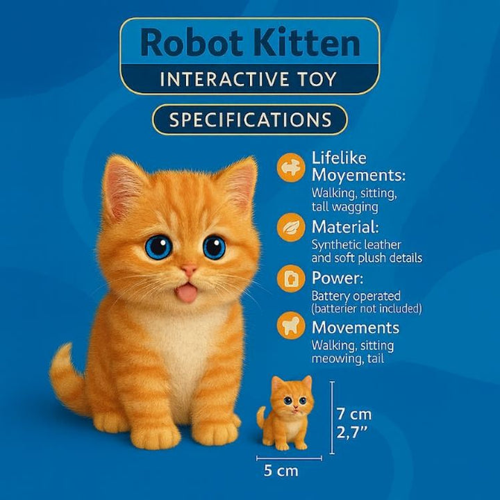 Elektronisches oranges Roboter-Kätzchen Spielzeug, interaktiv, läuft, miaut. Innovative Haustier-Simulation.