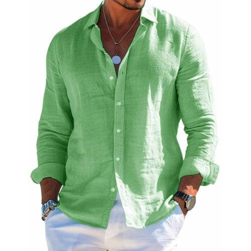 Stilvolles Herren Langarmhemd, komfortabel und elegant, mit Knöpfen für einen vielseitigen Look.