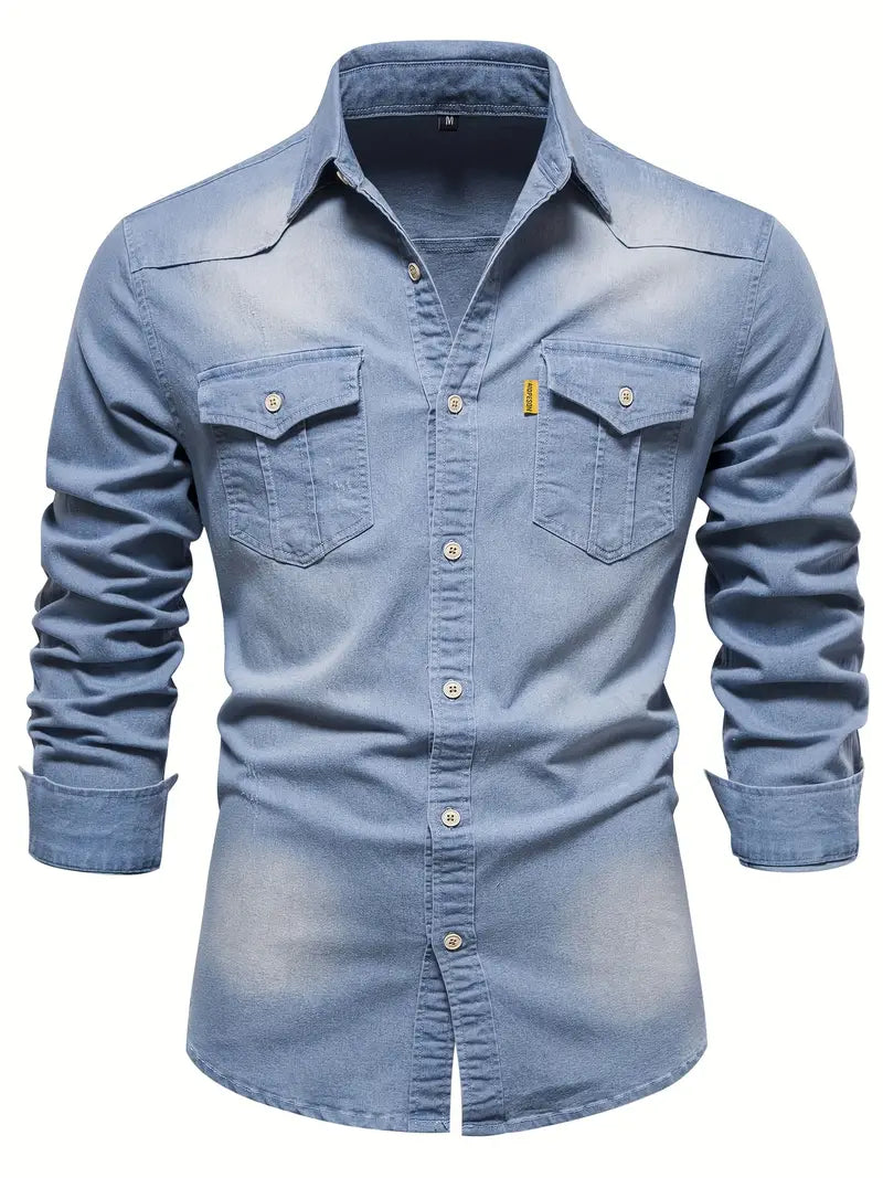 Hochwertiges Herren Langarmhemd, Slim Fit, Details des Stoffes für Business & Freizeit.