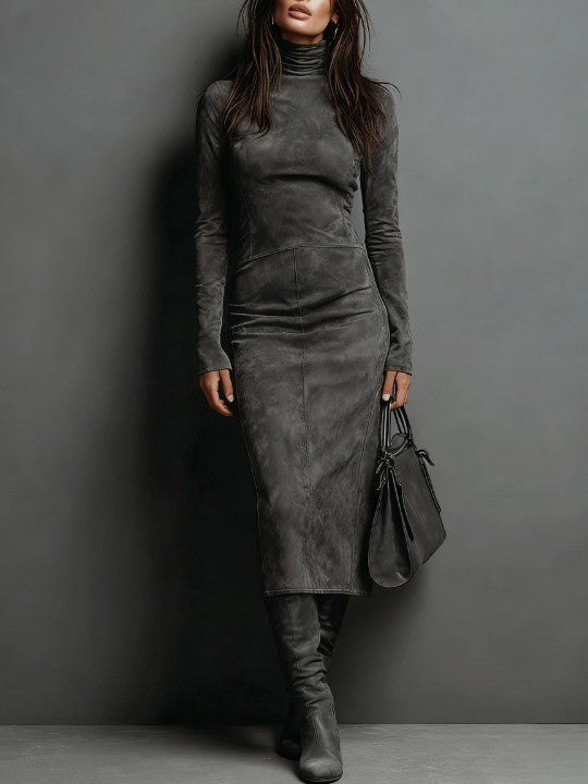 Elegantes Spitzen-Maxikleid in Schokoladenbraun. Auch in Dunkelgrau & Khaki erhältlich. Ideal für Abendmode.