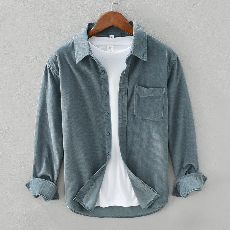 Stylisches Retro Herren-Cordhemd "Arvid", Langarm, bequem und vielseitig als Freizeithemd oder Overshirt.