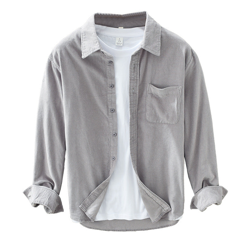 Elegantes Retro Herren-Cordhemd Langarm, ideal als Overshirt oder Freizeithemd für den Lagenlook.