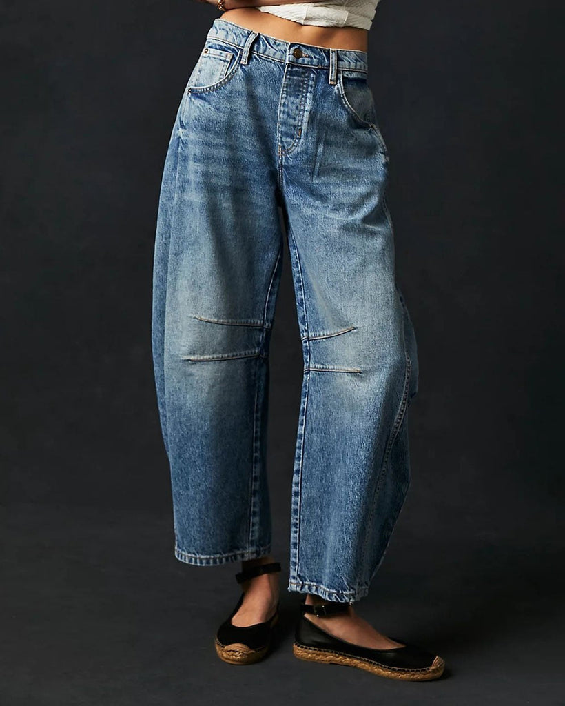 Moderne Damen Barrel-Jeans Maribel im lockeren Schnitt, Distressed-Look für trendige Freizeitoutfits. Bequem.