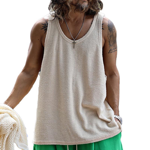 Braunes Herren Rundhals Tank-Top, weich & bequem, vielseitige Freizeitmode für Männer, perfekt für Sommer & Sport.