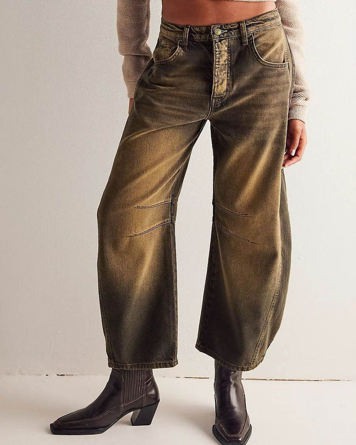 Locker sitzende Damen Barrel-Jeans Maribel, modern und knöchellang, vielseitig für trendige Freizeitmode kombinierbar.