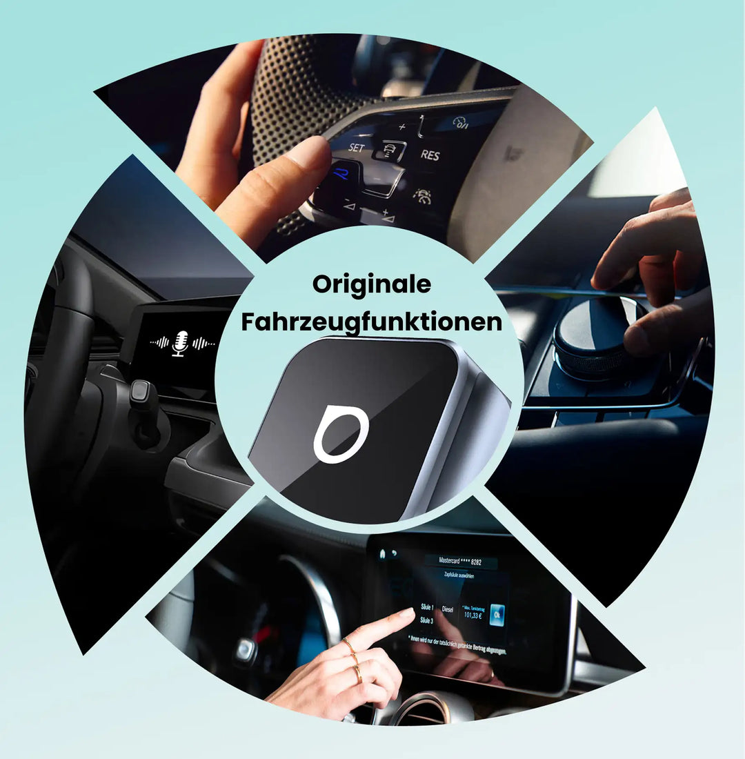 Kompatibler kabelloser Auto-Adapter für CarPlay & Android Auto; einfache Erweiterung der Funktionen.