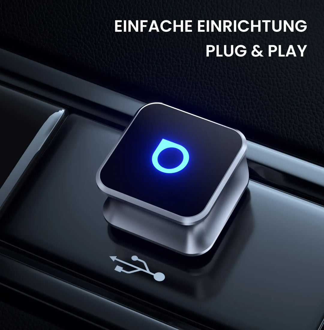 Kompakter kabelloser USB-Adapter für CarPlay & Android Auto; Upgrade für Ihr Auto-Mediensystem.