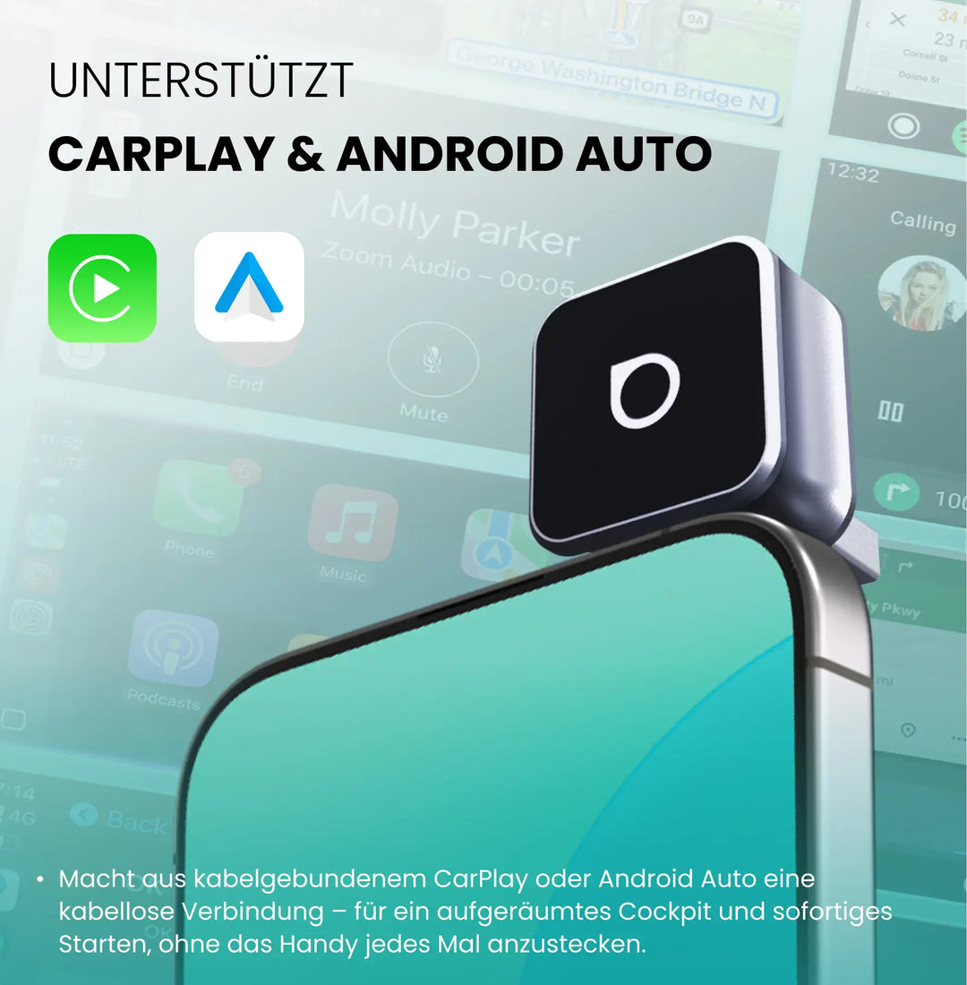 USB-C kabelloser Adapter für CarPlay & Android Auto; sofortige, stabile Auto-Verbindung.