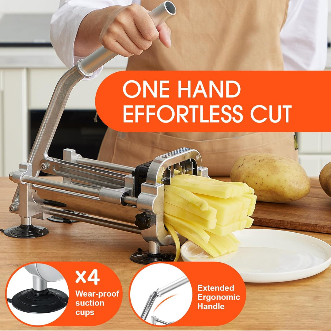 Ergonomischer Küchenhelfer: Der Pommes-Schneider für mühelose Gemüsezubereitung, ideal für Kartoffeln und Zucchini.