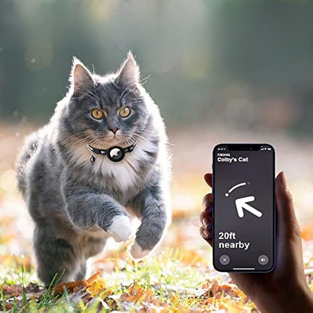 Katzenhalsband mit GPS-Halterung, Sicherheitsverschluss & reflektierendem Design für sichere Katzen.