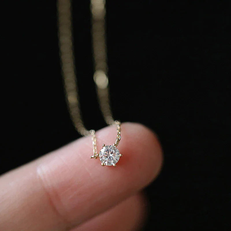 Glänzende Zirkon-Schlüsselbeinkette für Damen, funkelnder Zirkonstein, in Gold oder Sterlingsilber erhältlich.