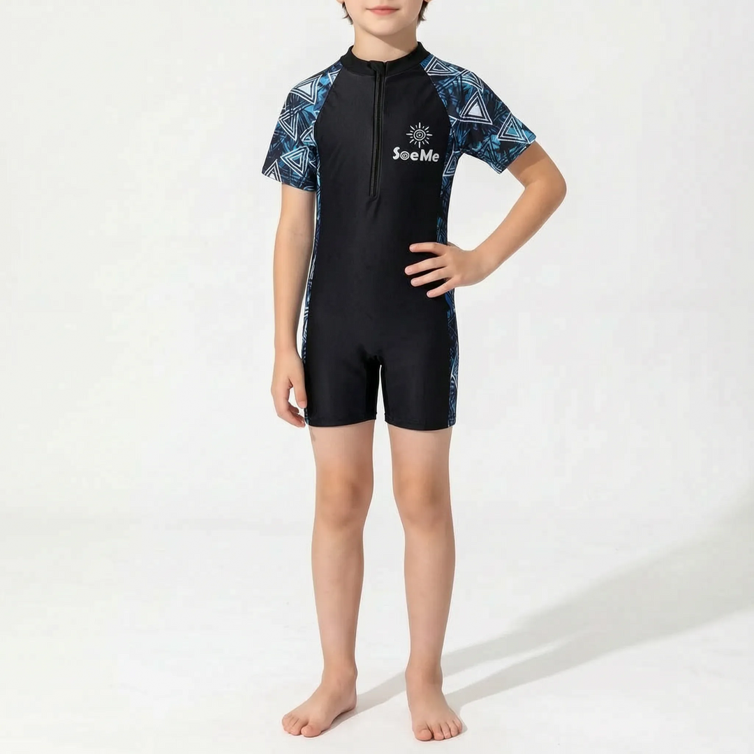 Fröhlicher Kinder Kurzarm-Schwimmanzug für unbegrenzten Badespaß. Perfekte Strand- & Poolkleidung für Wasseraction.