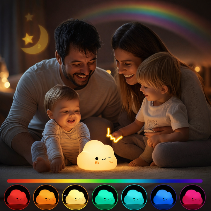 Dimmbares LED Kinder Nachtlicht mit 7 Farben. Sanfte Schlafhilfe für Babys. Wiederaufladbar für Kinderzimmer.