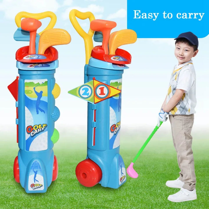 Komplettes Kinder Golf-Übungsset für Anfänger. Fördert spielerisch Koordination, Motorik und Freude am Sport drinnen & draußen.