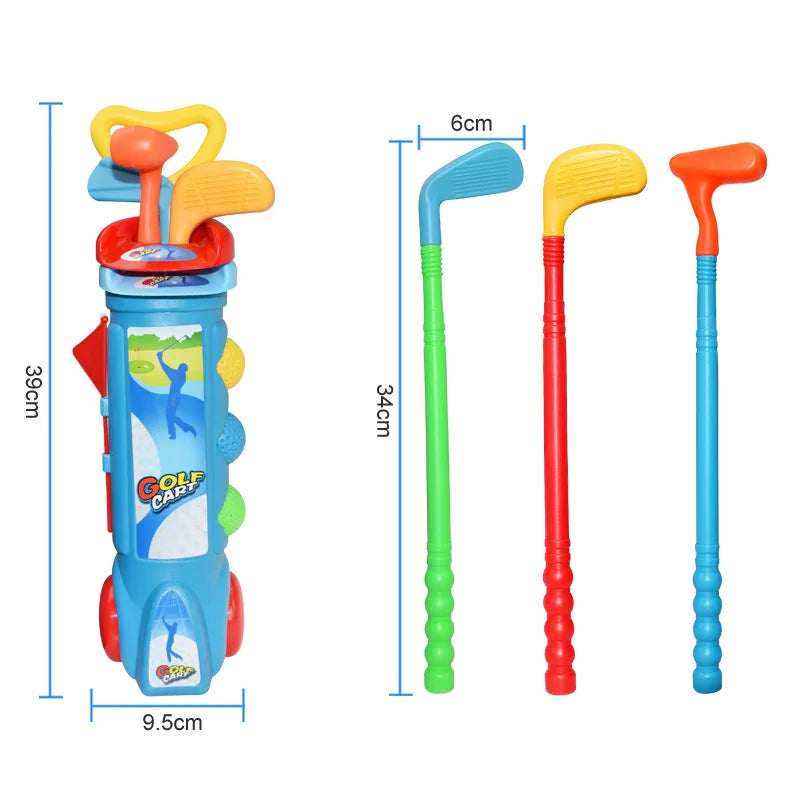 Buntes Golf-Übungsset für Kinder mit Schläger & Bällen. Perfekt für aktive Freizeitgestaltung drinnen & draußen.