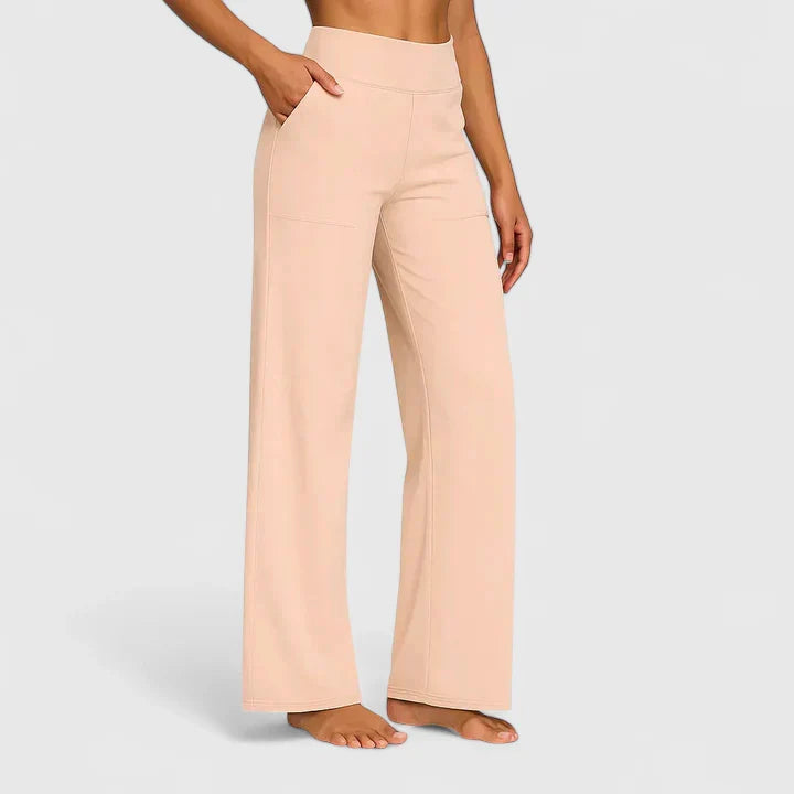 Hochwertige Damen Nadine Loungehose: Komfortable weite Hose, Stretchbund, perfekt für entspannte Eleganz.