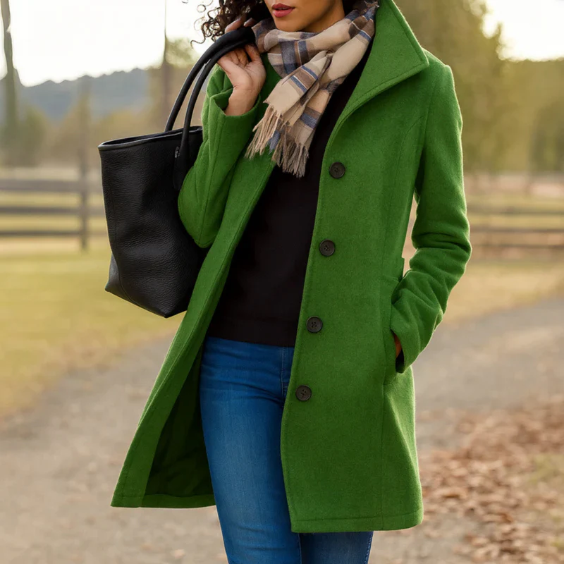 Moderne Damen-Trenchjacke im Blazerstil, langarm; ideal für stilvolle Schichtenlooks.