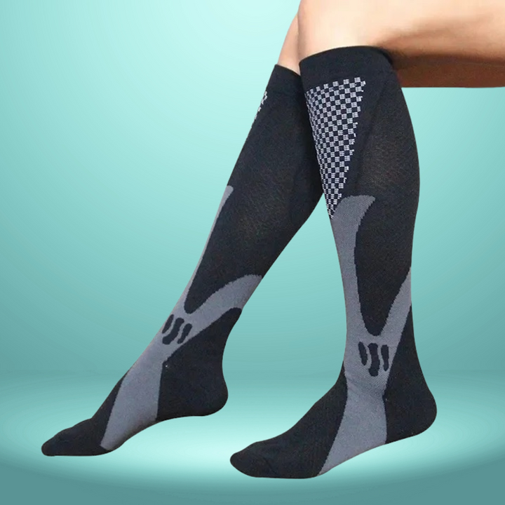 Unisex Sport-Kompressionssocken, ideal zur Leistungssteigerung und Schwellungsreduktion.