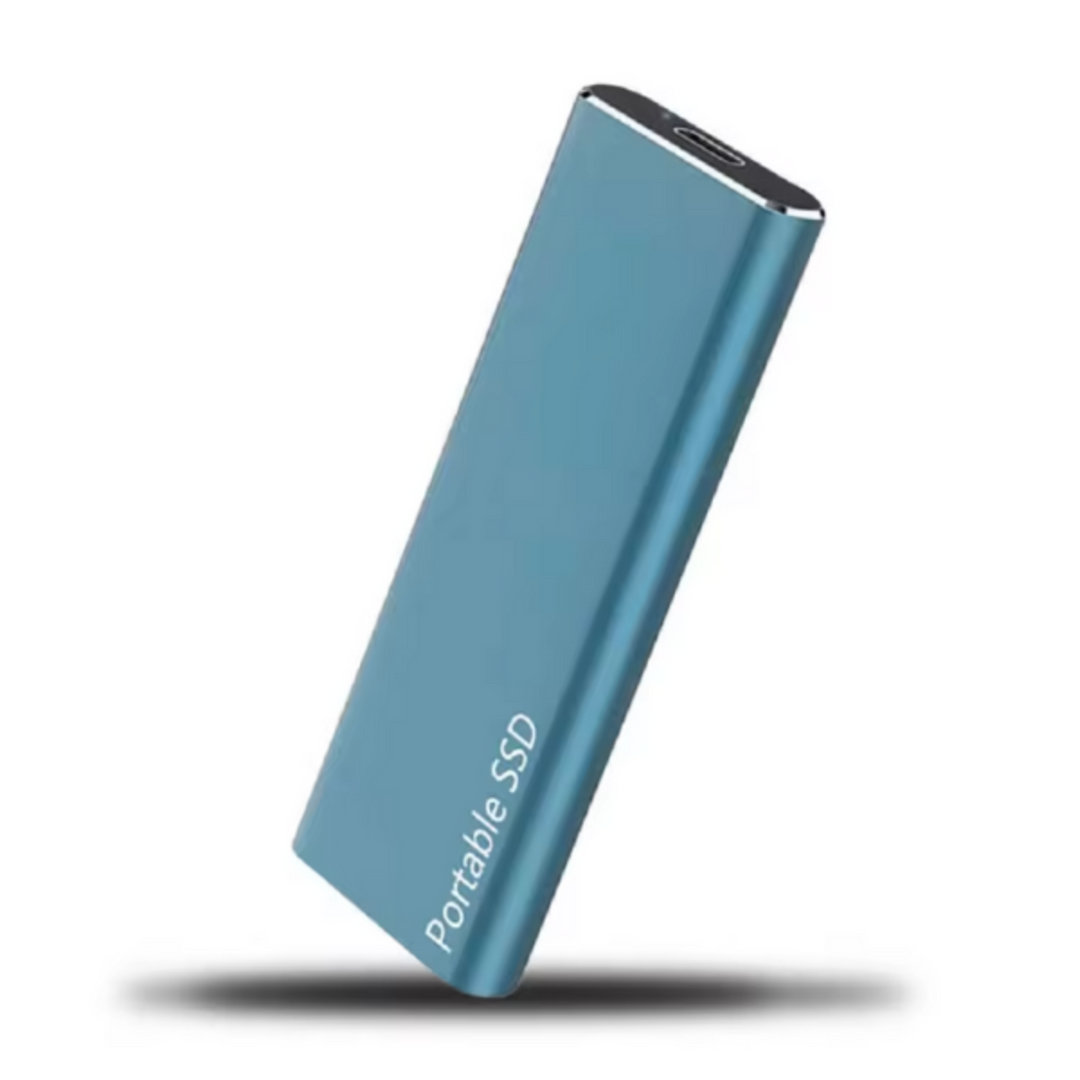 Tragbare 1TB externe Festplatte mit USB-C Anschluss, ideal für mobile Datenübertragung und Speichererweiterung.