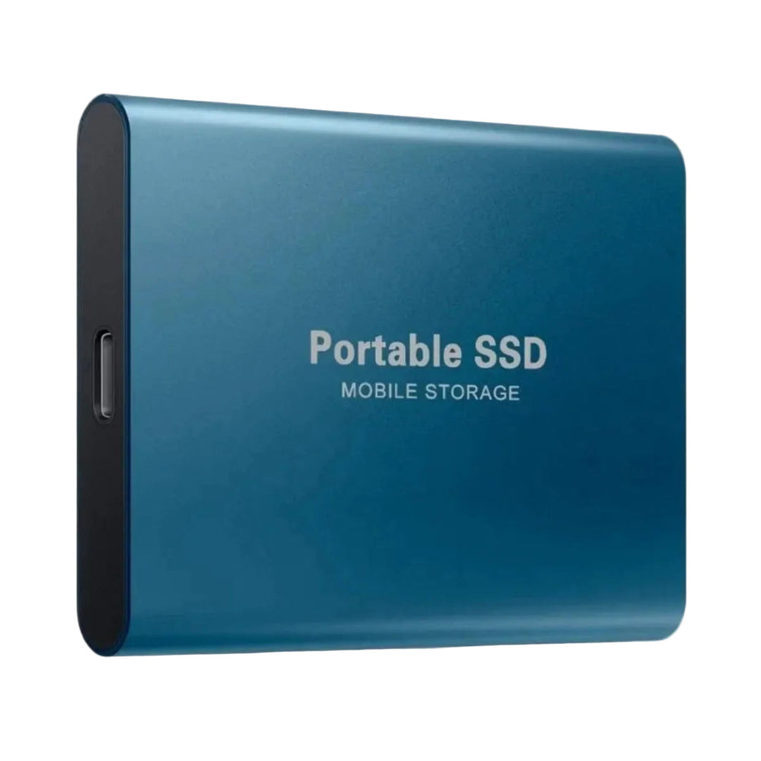 Kompakte externe SSD mit USB-C, ideal für schnelle Datenübertragung und tragbaren Backup-Speicher für Laptops.