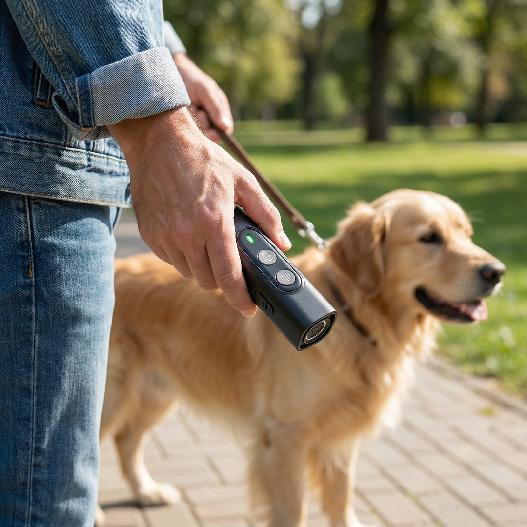 Effektives Hundetrainingsgerät mit Ultraschall, kompakt & wiederaufladbar, für gehorsames Hundeverhalten.