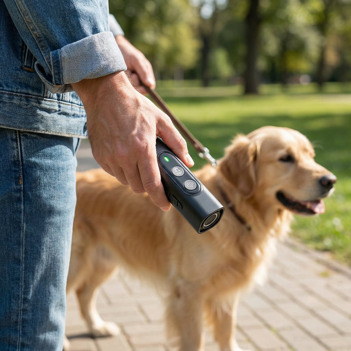 Effektives Hundetrainingsgerät mit Ultraschall, kompakt & wiederaufladbar, für gehorsames Hundeverhalten.