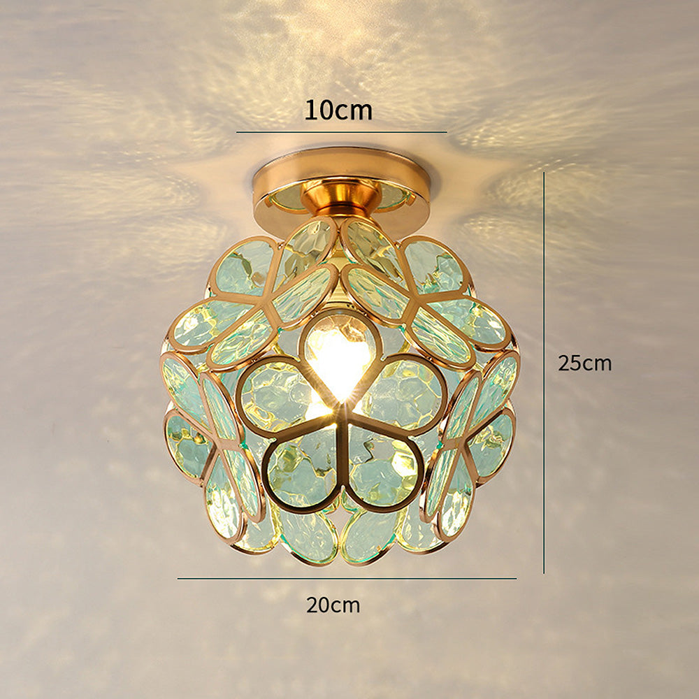 Glas Deckenleuchte mit detailliertem Blumenmuster, ideal als Designleuchte im Flur oder Wohnzimmer.