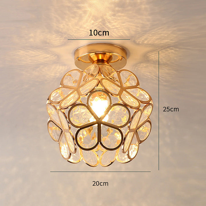 Runde Glas Deckenlampe mit Blumenmuster. Praktische & dekorative Flurbeleuchtung, E27/E26 Fassung.