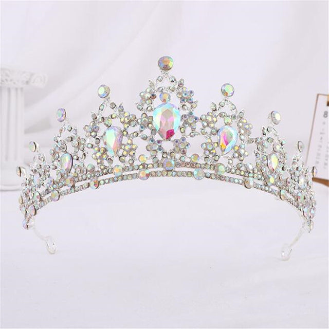 Brautkrone Gold & Mehrfarbig, Prinzessinnen Haarschmuck mit Kristallen, elegantes Accessoire.