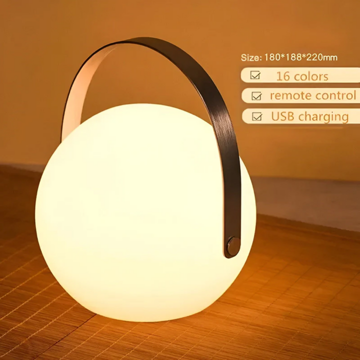 Moderne, tragbare LED Leuchte; wiederaufladbar und kabellos für Innen- & Außenbereiche.