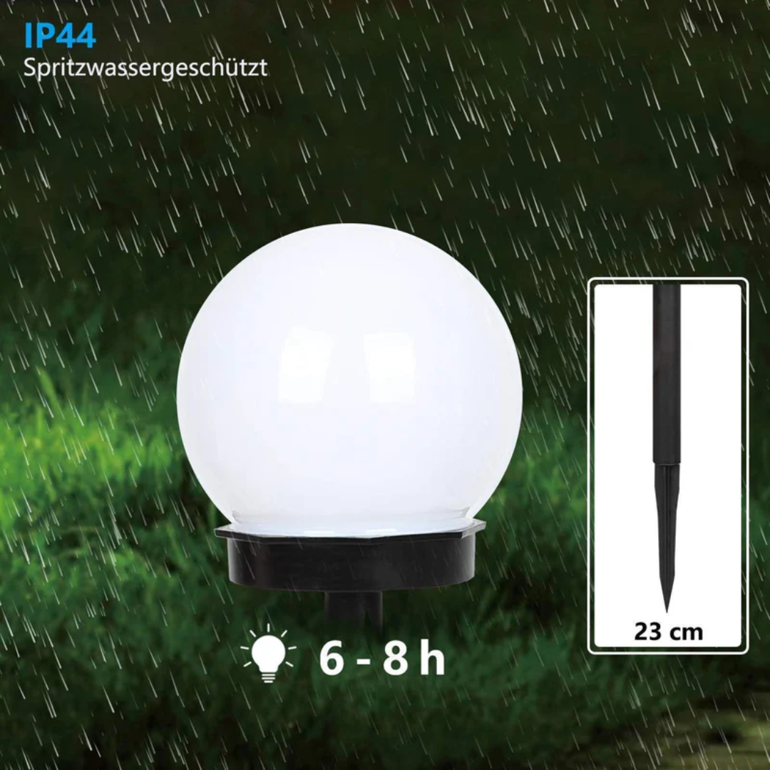 Gartendeko: 3 Solar LED Kugelleuchten, wasserdicht, ideal für Garten und Wege.