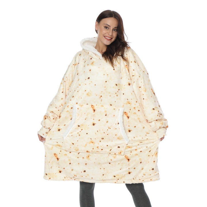 Detailansicht des weichen Fleece-Materials vom Unisex Decken Hoodie. Hoher Komfort.