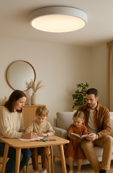 Energieeffiziente, moderne LED Deckenlampe mit minimalistischem skandinavischem Stil für Flur.