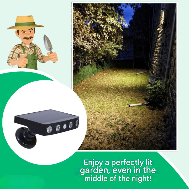 Elegante Lumina Solar-Gartenleuchte mit Bewegungssensor, sorgt für energieeffizientes LED-Licht.
