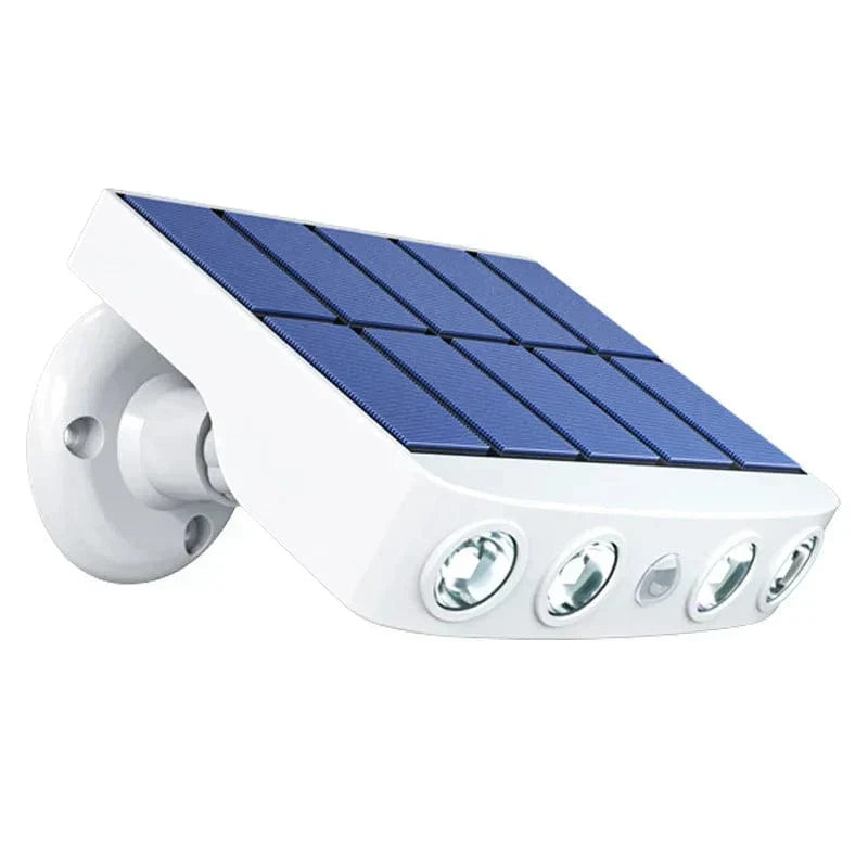 Sparsame Lumina Solarleuchte mit Bewegungssensor für energieeffiziente LED-Außenbeleuchtung.