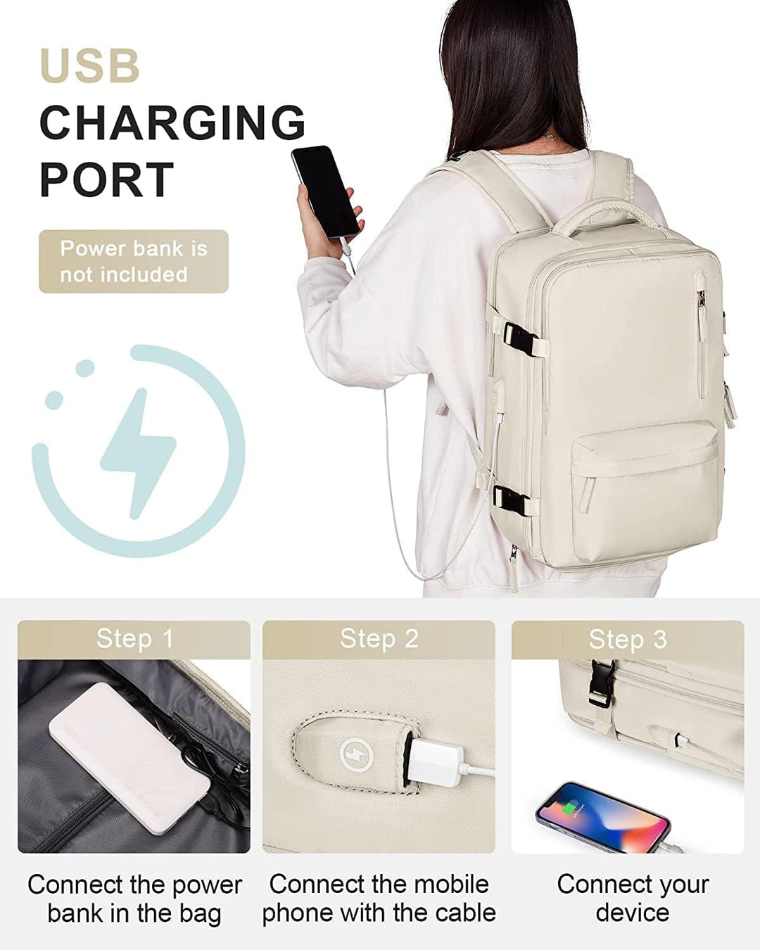 Großer 40L Rucksack mit Laptopfach und Schuhfach, komfortabel für lange Reisen & Pendeln.