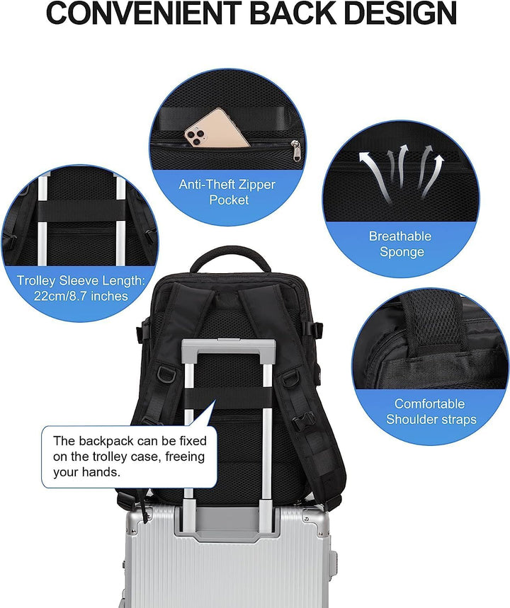 Moderner Reisegepäck-Rucksack 40L unisex, ideal als Handgepäck mit Laptopfach.