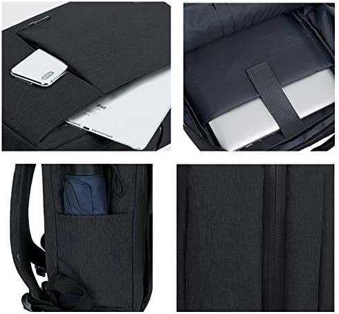 Eleganter schwarzer Business Laptop-Rucksack mit USB-Ladeanschluss & gepolstertem Laptopfach für Herren & Damen.