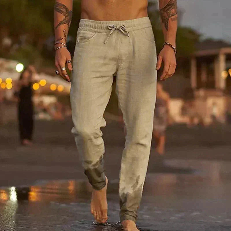 Leichte Herren-Sommerhose in Khaki, atmungsaktiv & bequem für Freizeit. Perfekt für warme Tage.