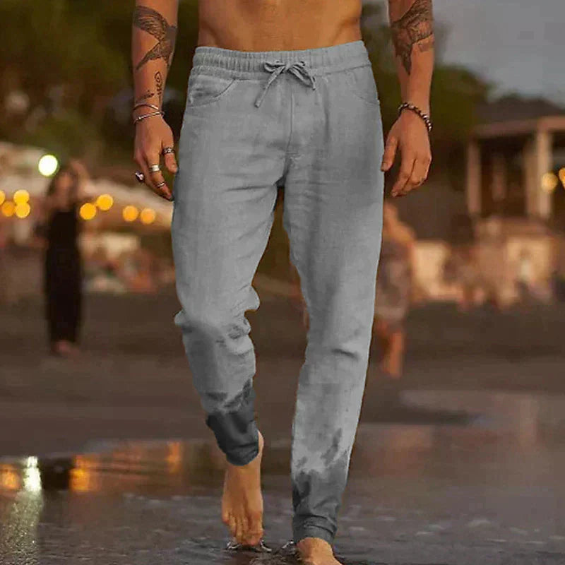 Bequeme, lockere Herren-Sommerhose in Grau, ideal für Frühling & Sommer. Stylisch & atmungsaktiv.