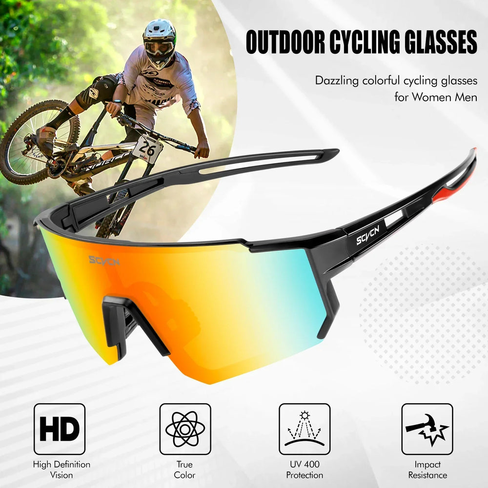Sportliche UV400 Fahrradbrille aus Polycarbonat, ideal für Damen & Herren beim Radfahren.